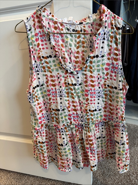 THML Tops - THML Multicolor Dot Ruffle Tank Top on White